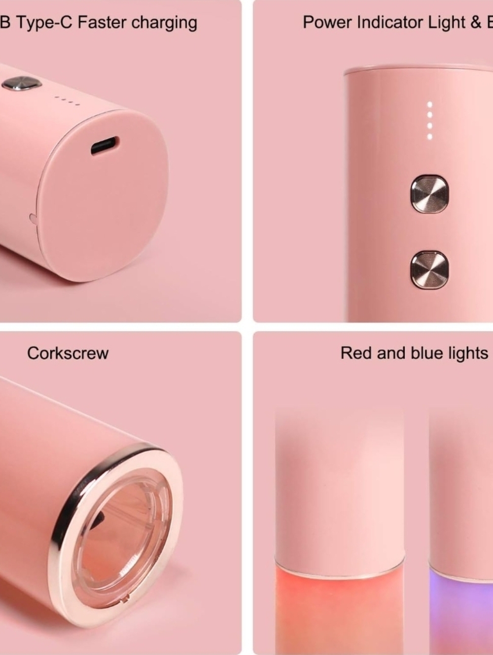 Pink Electric Wine Bottle Opener & Foil Cutter Set | Cordless & Rechargeable - Picture 7 of 10